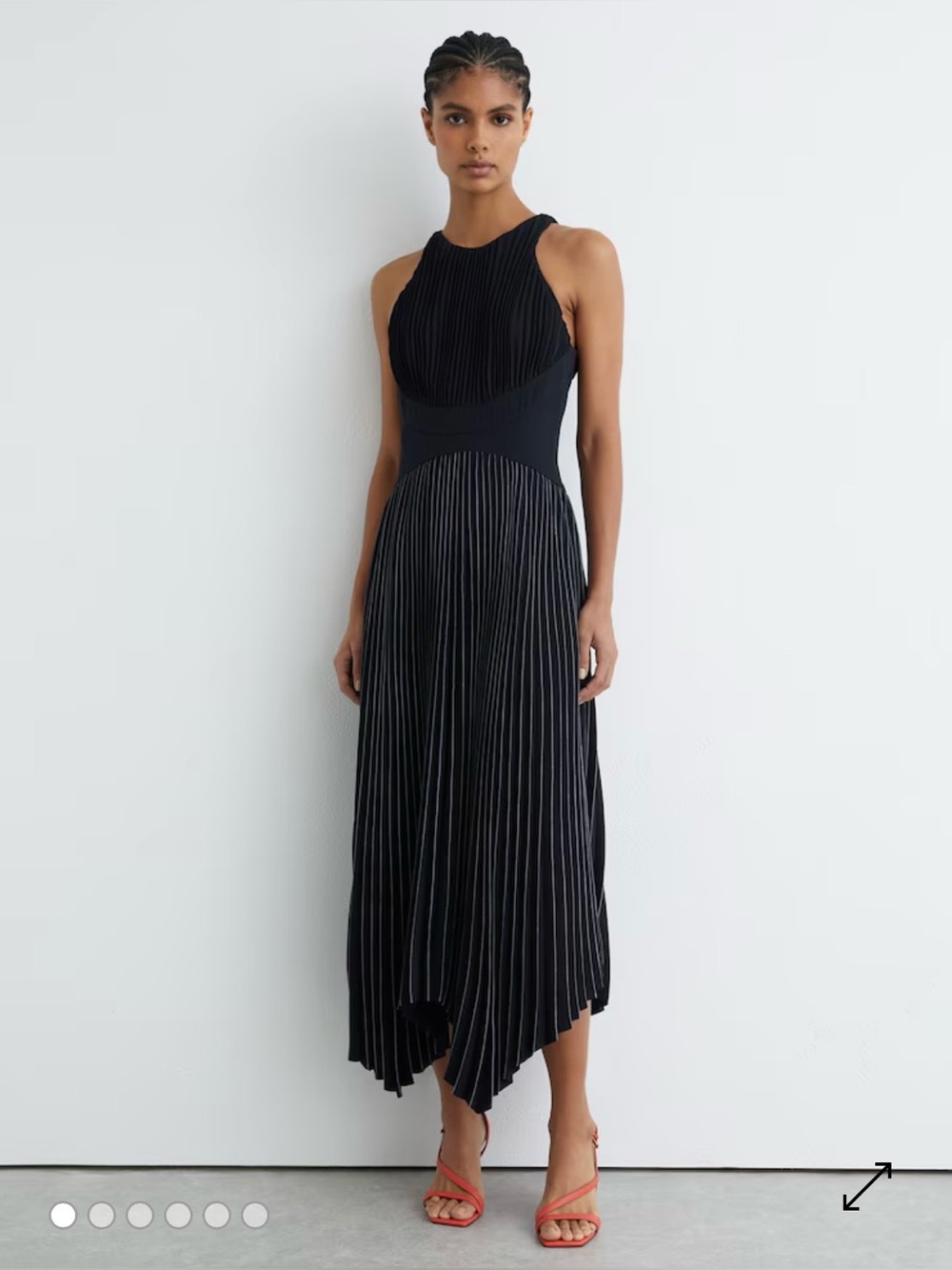 NWT REISS Rachel Pleated Occasion Dress Navy